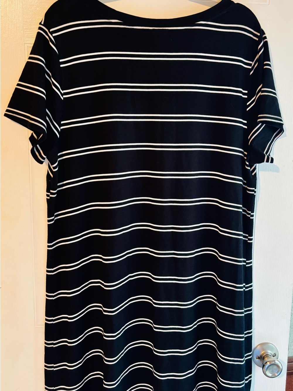 Ava & Viv 2X Black White Striped T-Shirt Dress Plus Size Soft Stretch - Picture 2 of 6